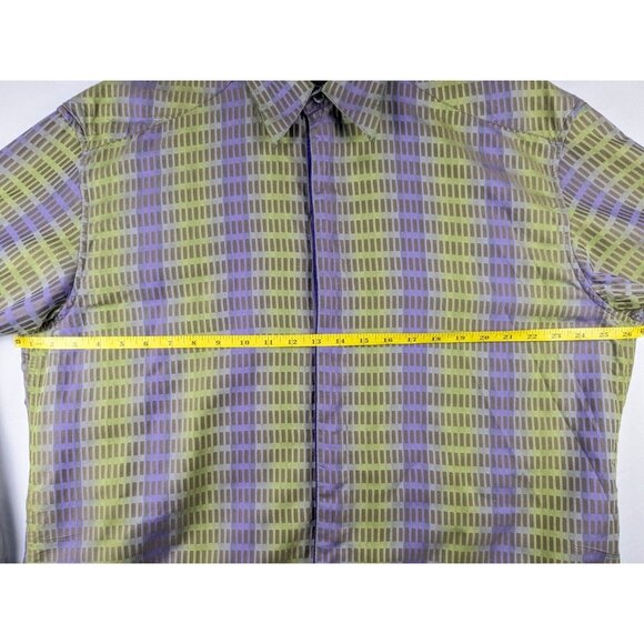 Robert Graham Shirt Mens 2XL Purple & Green Stripe Long Sleeve Button Down - Picture 4 of 7